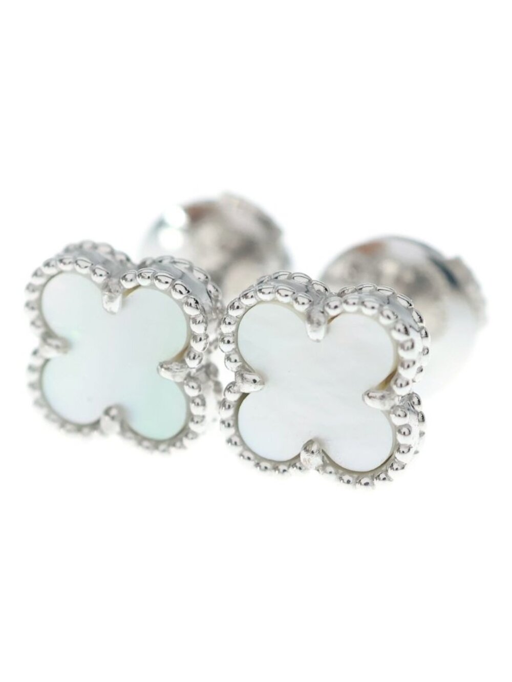 Van Cleef & Arpels Sweet Alhambra Mother of Pearl Earrings 18k White Gold